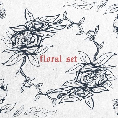 Floral tattoo tribal Set ready to print PSD files